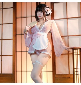 FEE ET MOI - Playful Bunny Print Kimono Robe (Pink - White)